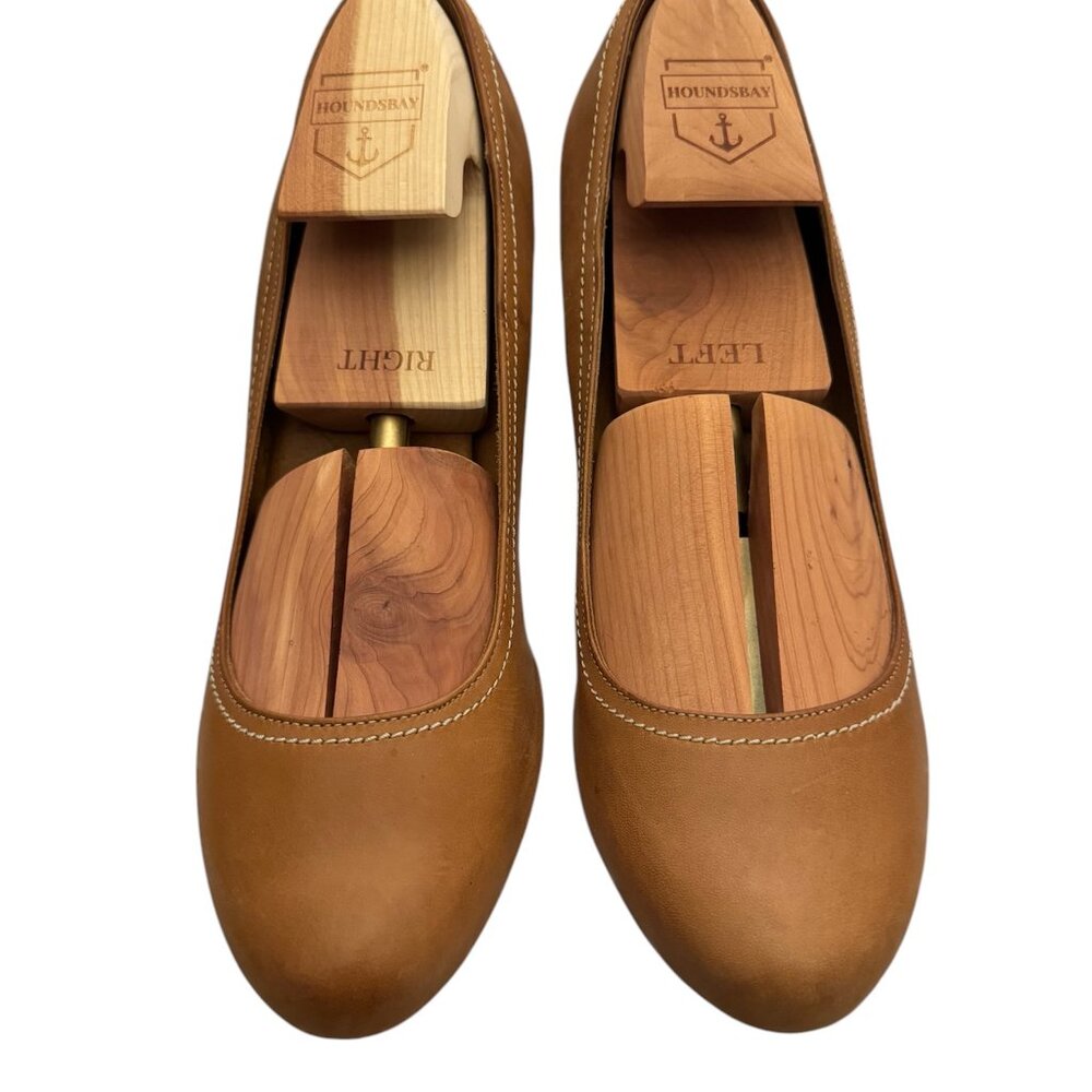 Clarks Women’s Tan Leather Wedge Pumps – Size 9